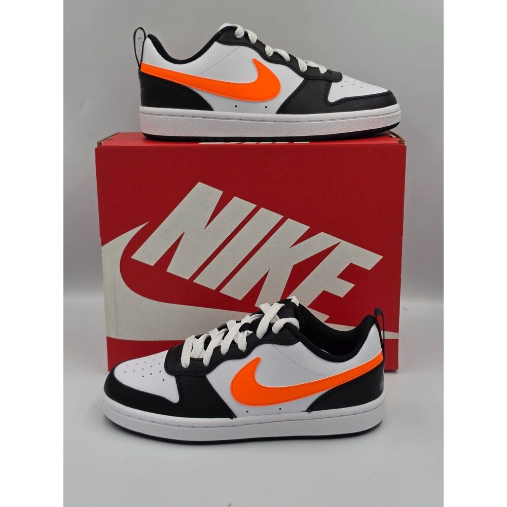 Nike Court Borough Low 2 GS BQ5448 115 White Black Orange 4Y Women 5.5 NIB